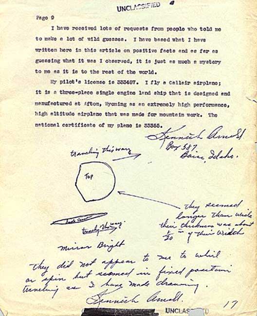 Arnold's sketch in the Army Air Forces file